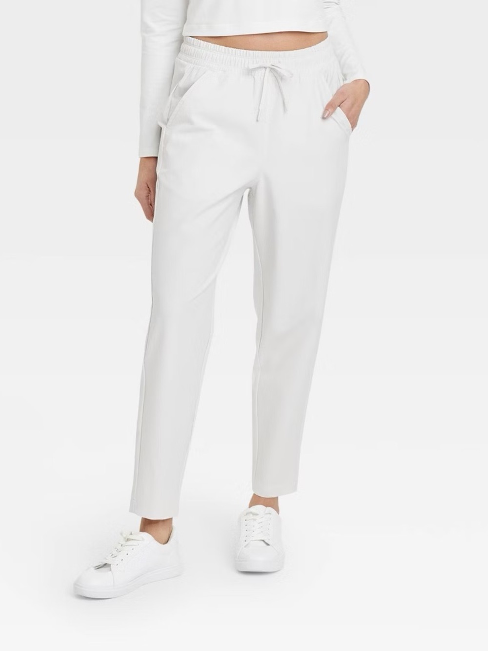 Women’s all in motion Cream Stretch Woven High Rise Taper Pants